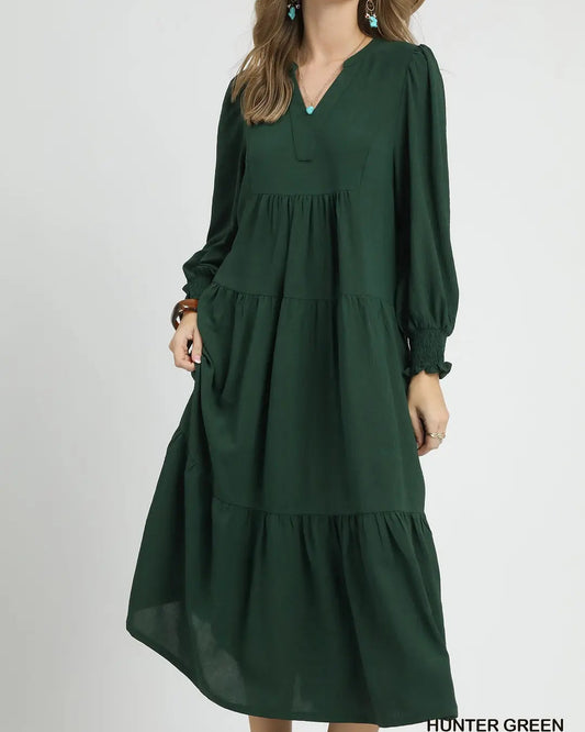 Hunter Green Midi Dress