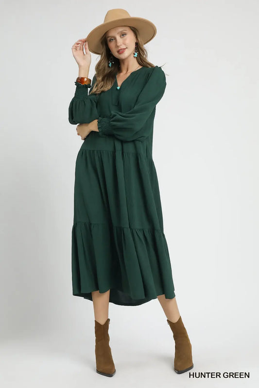 Hunter Green Midi Dress