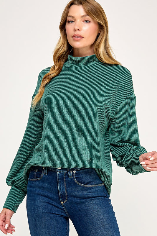 Hunter Green ribbed mock neck