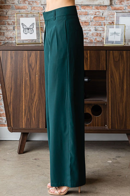 Hunter Green Straight wide leg pants