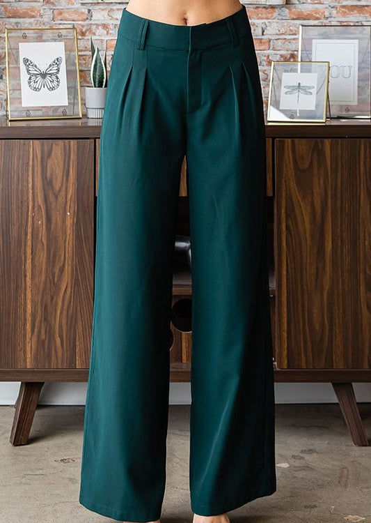 Hunter Green Straight wide leg pants