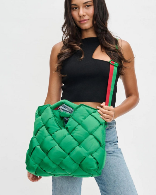 Revelation Woven Nylon Tote Crossbody Kelly Green