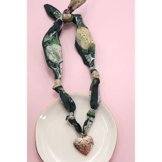 Green Handmade Scarf Charm Necklace