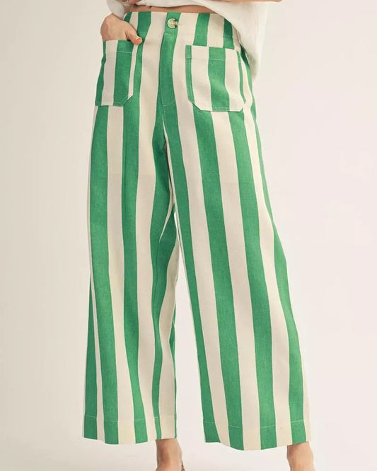 Green Stripe pattern pants