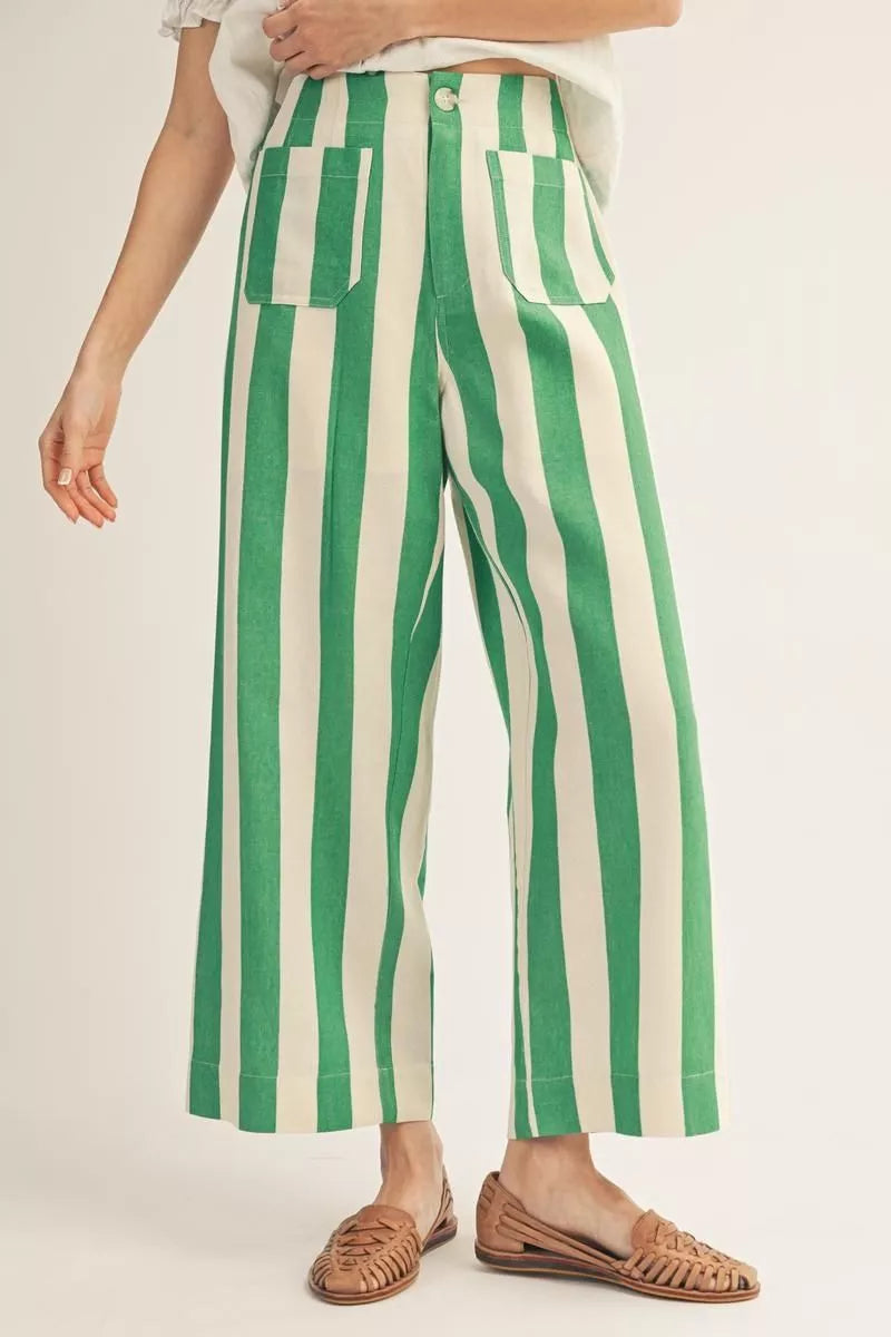Green Stripe pattern pants