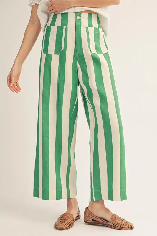 Green Stripe pattern pants
