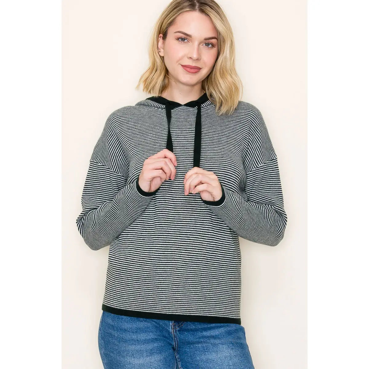 Hunter Green textured hoodie sweater