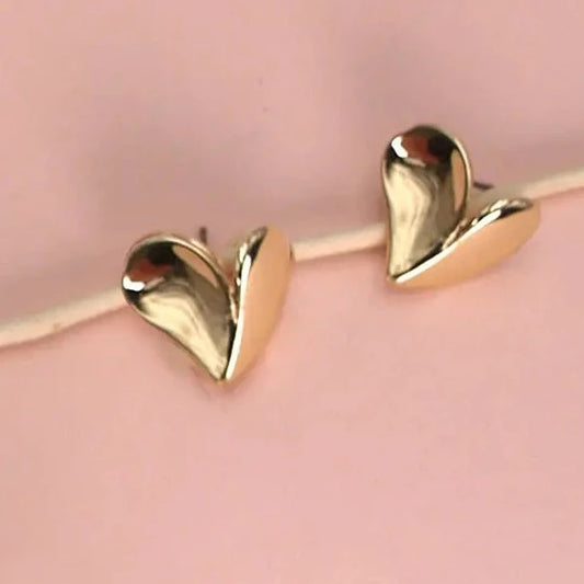 Gold Heart stud earrings