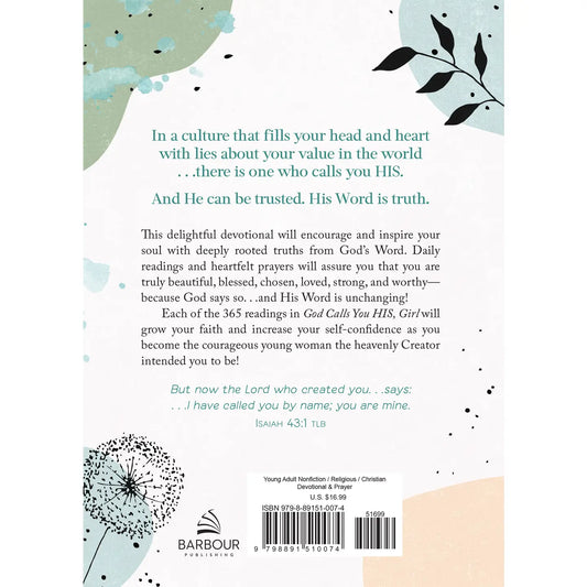 God Calls You His, Girl:Daily Devotions and Prayers For Teen