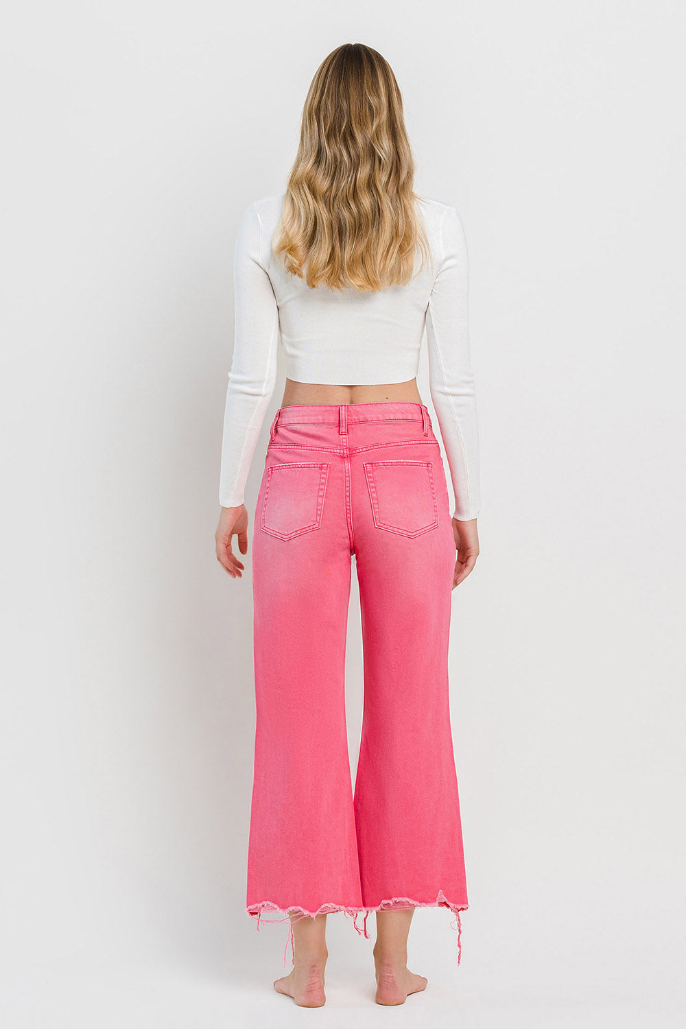 Vervet Hot Pink 90's Vintage Super High Rise Crop Flare Jeans