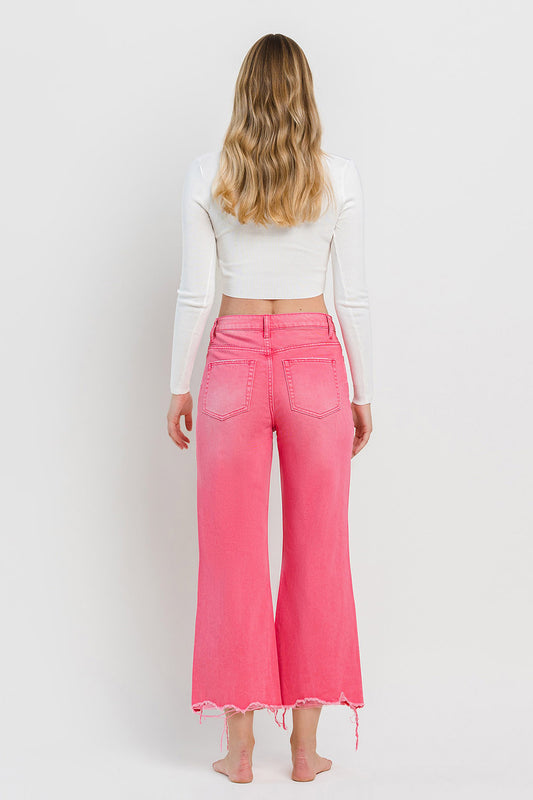 Vervet Hot Pink 90's Vintage Super High Rise Crop Flare Jeans