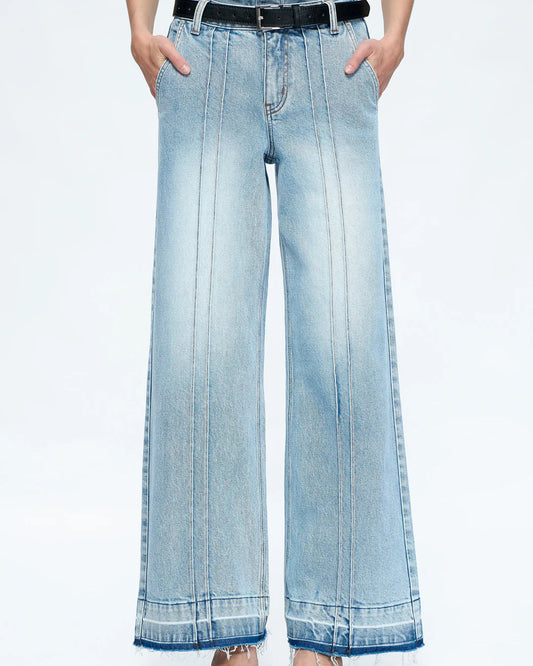 Jermy Mid Rise Wide Leg Denim Jeans