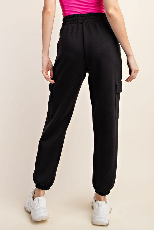 Black Modal Poly Span Scuba Cargo Joggers