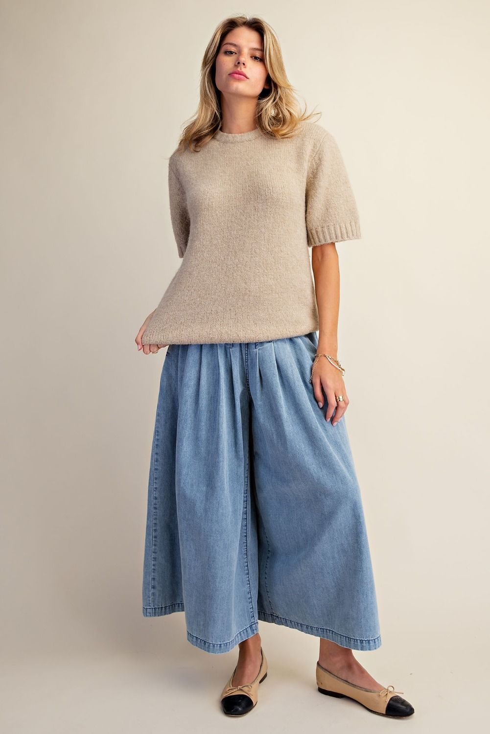 Khaki Fuzzy textured knit sweater