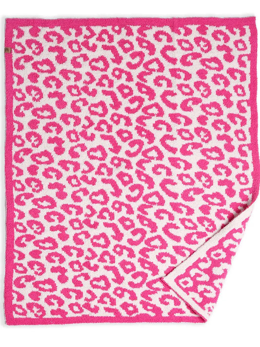 Bright Pink Kids Leopard Print Luxury Soft Throw Blanket