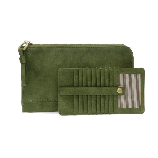Green Spice Faux Suede Karina Convertible Wristlet & Wallet