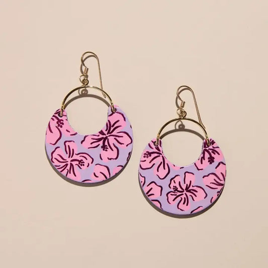 Lavender Hibiscus Ninas - Nickel & Suede