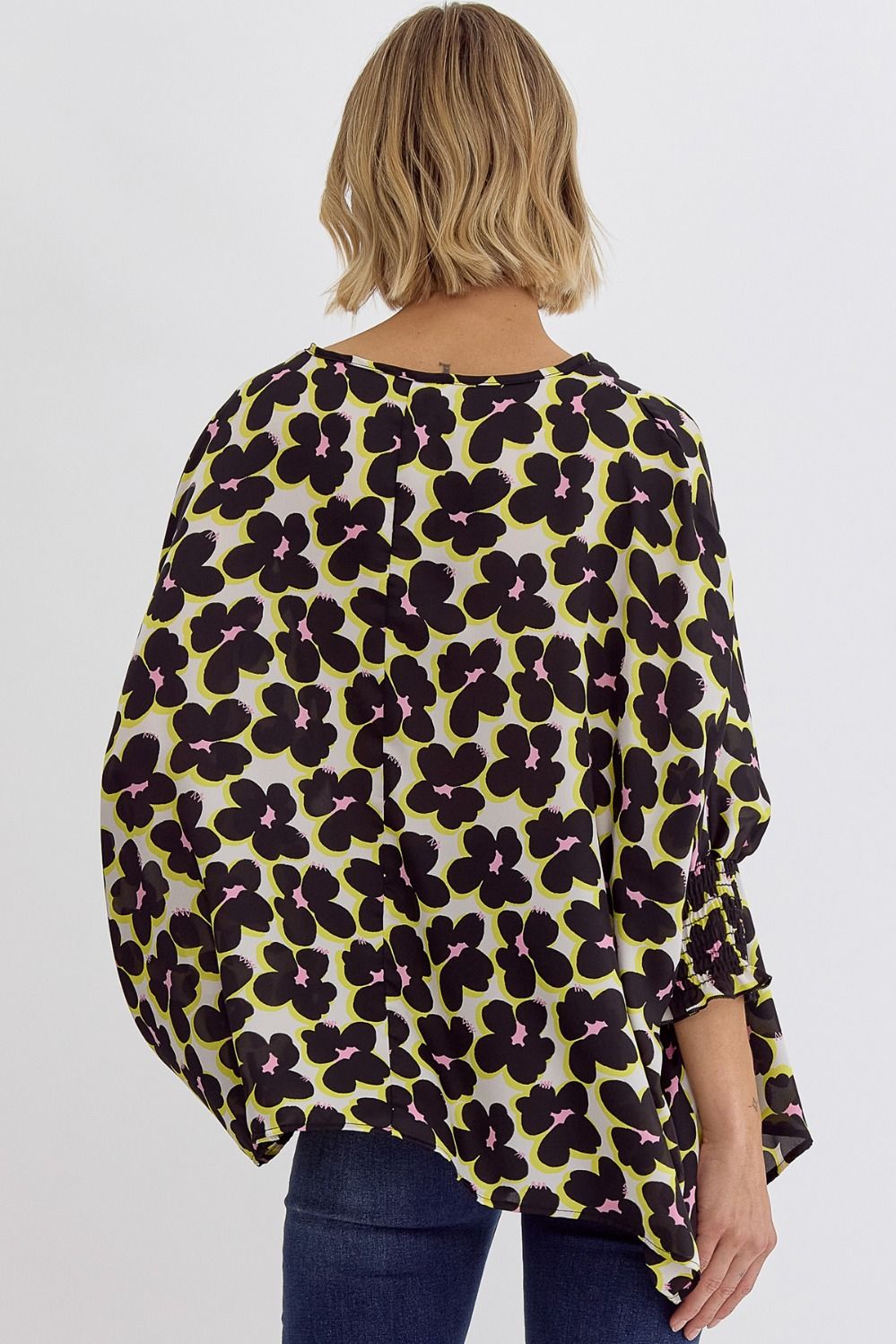 Lemon combo floral print top