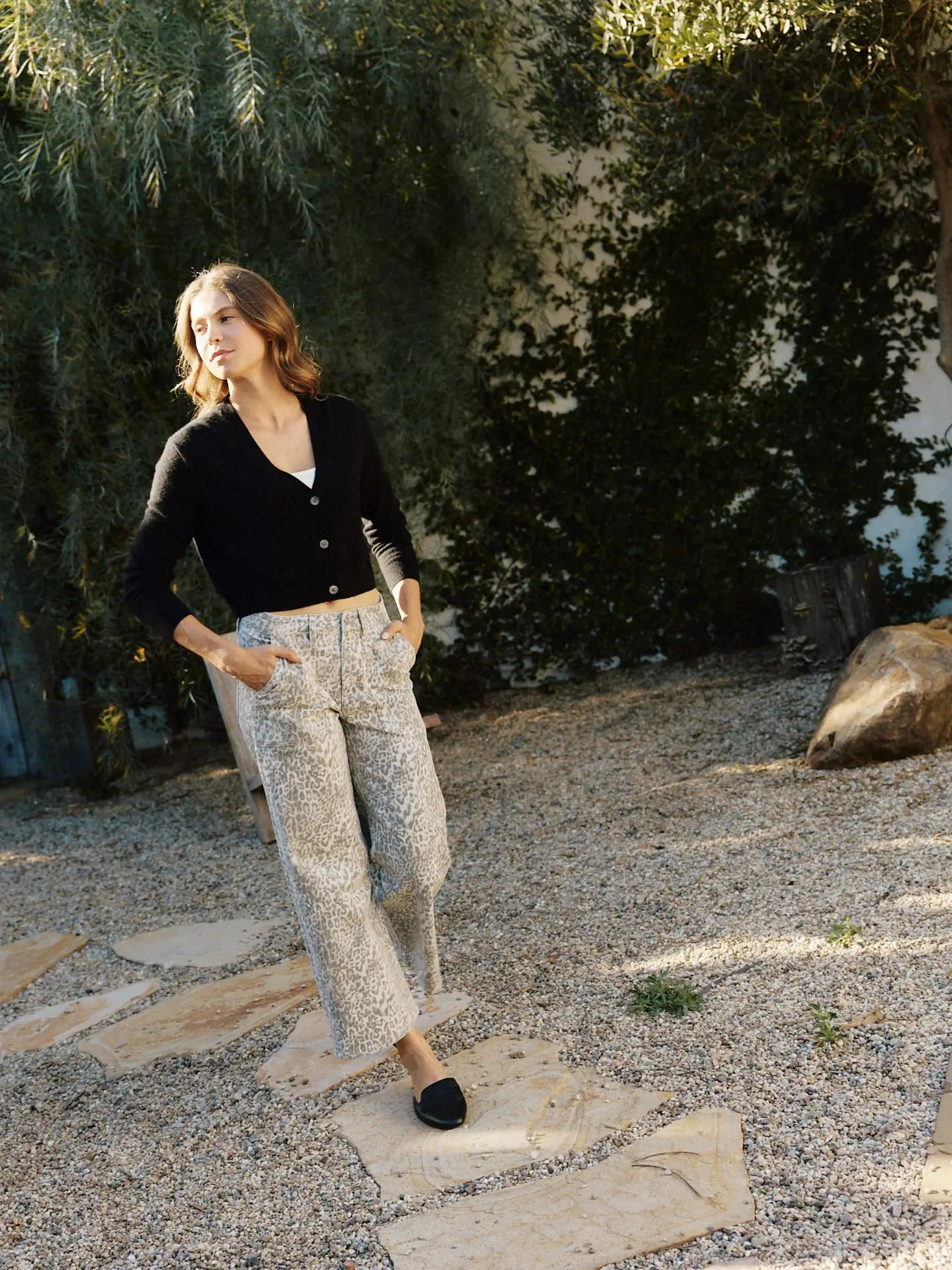 Vervet Baggy Wide Leopard Pants