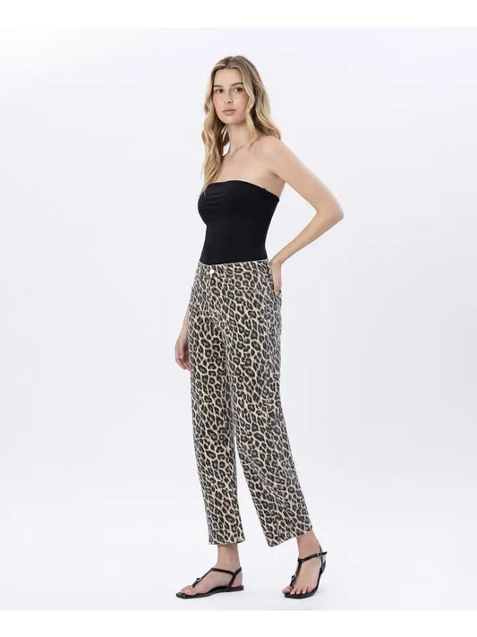 Vervet High Rise Leopard Print Barrel Jeans