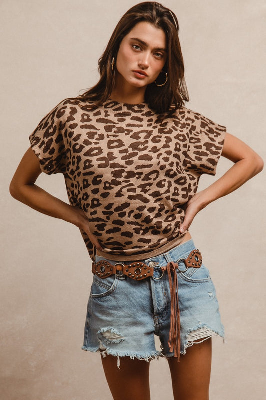 The Heather leopard print knit top