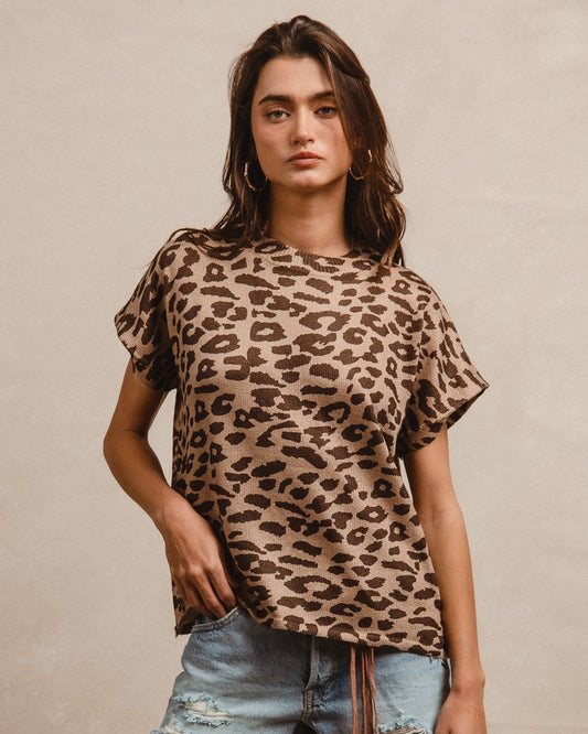 The Heather leopard print knit top