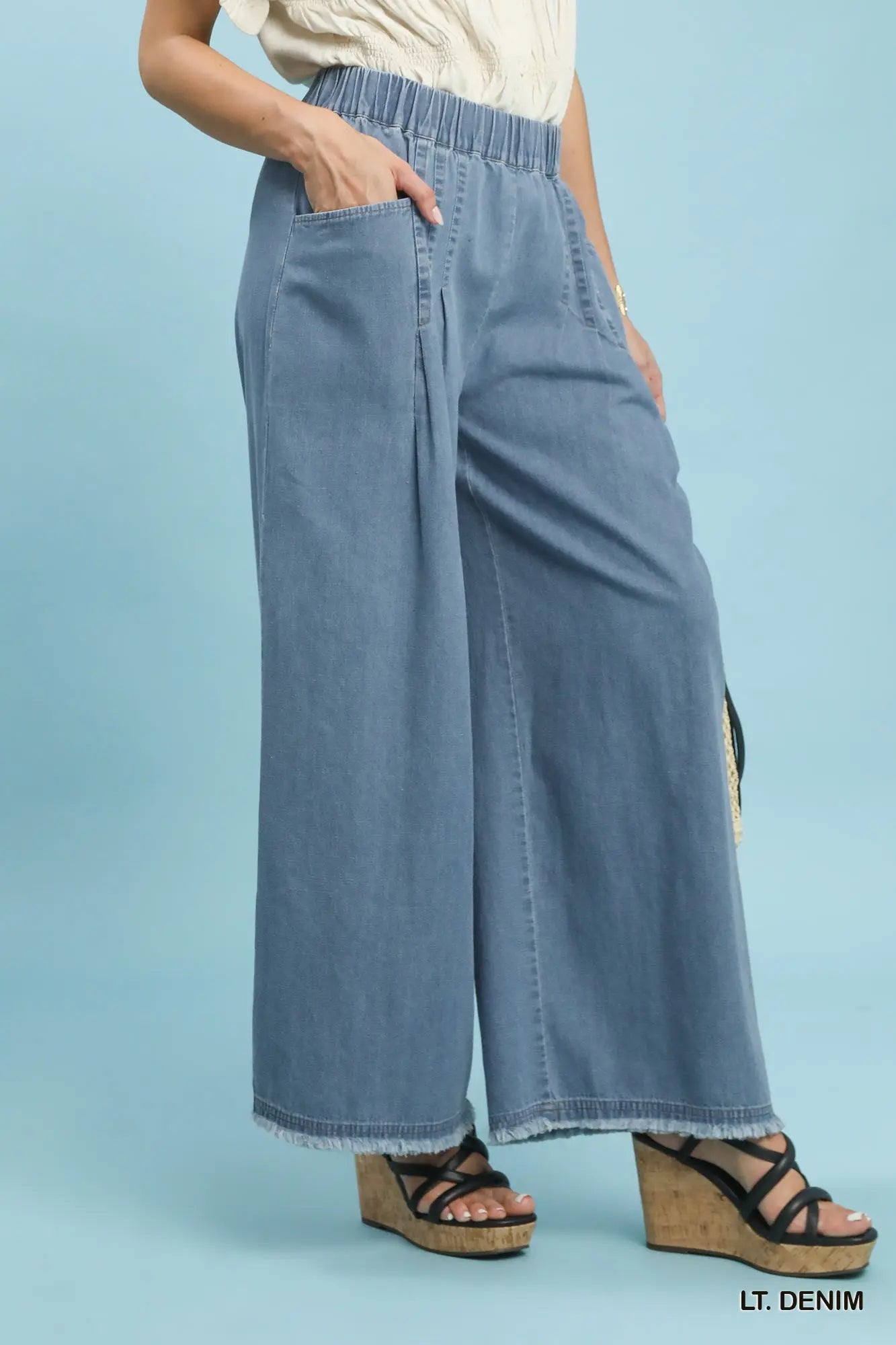 Light Denim Wide Leg Pants