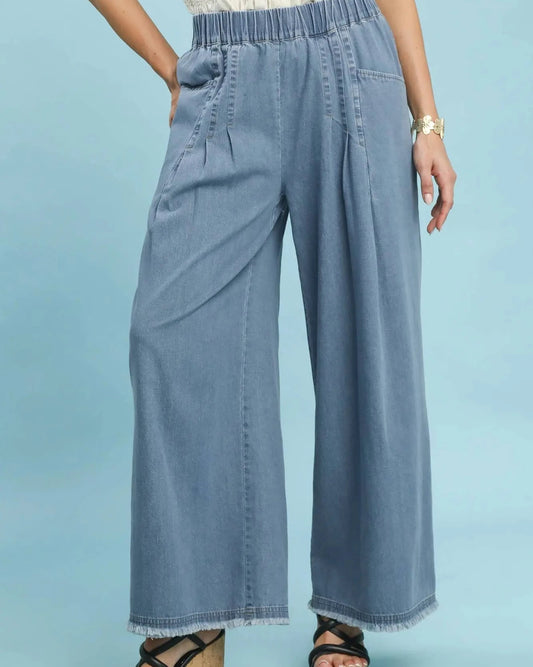 Light Denim Wide Leg Pants