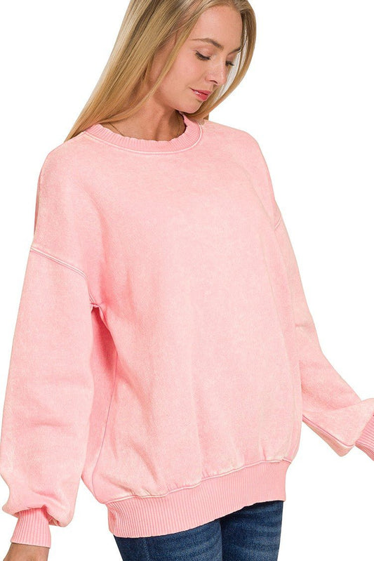 Light Pink Acid Washed Pullover