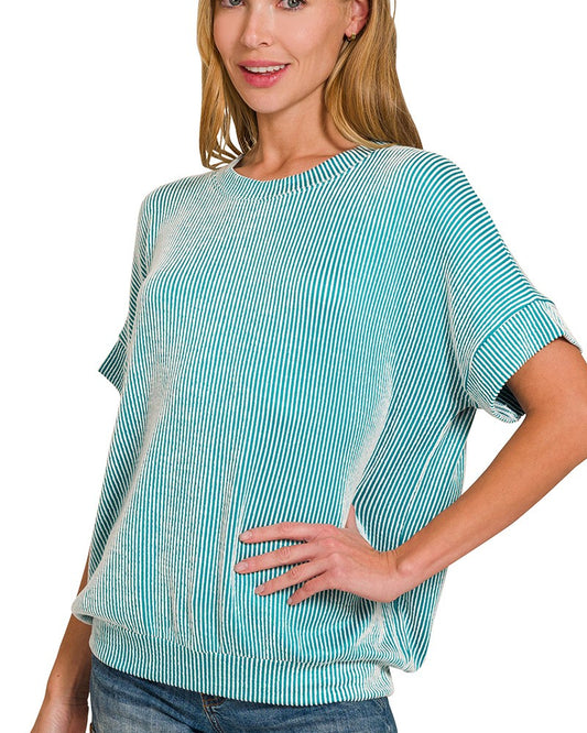 Teal Cord Ribbed Top