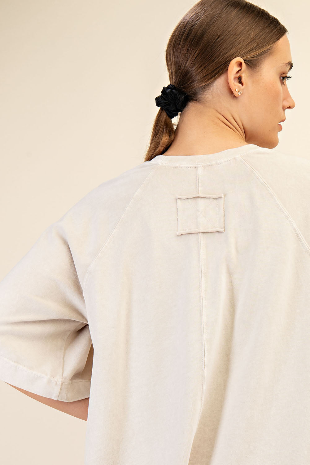 Light Taupe Mineral Washed Side Slit Short Set