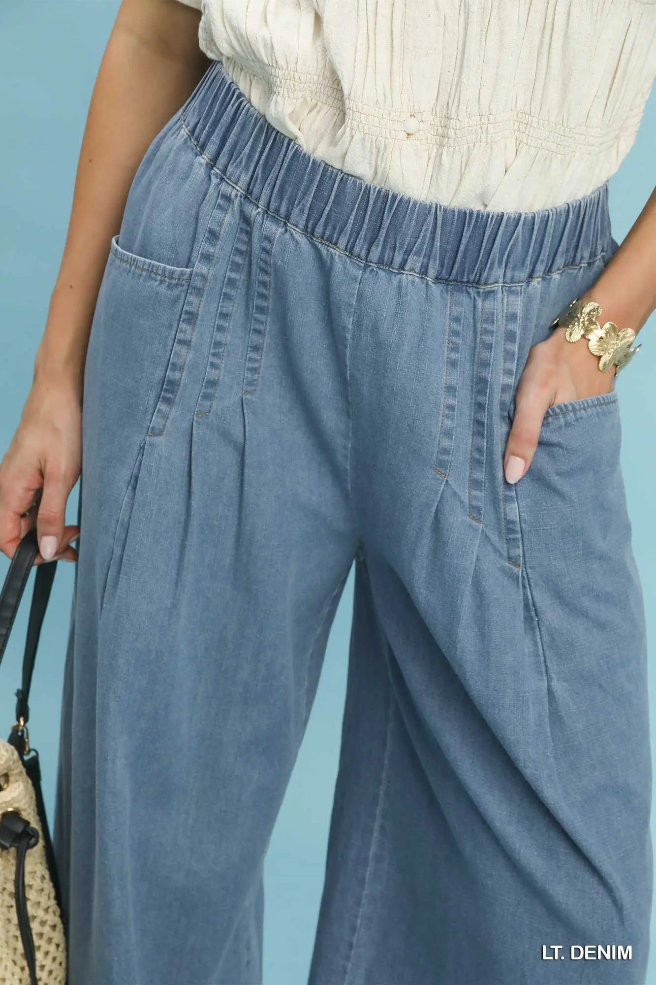 Light Denim Wide Leg Pants