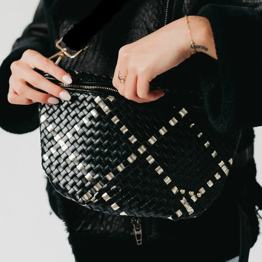 Black Metallic Westlyn Woven Bum Bag Wholesale