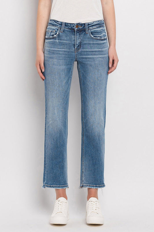 Flying Monkey Mid Rise Medium Wash Crop Straight Jeans