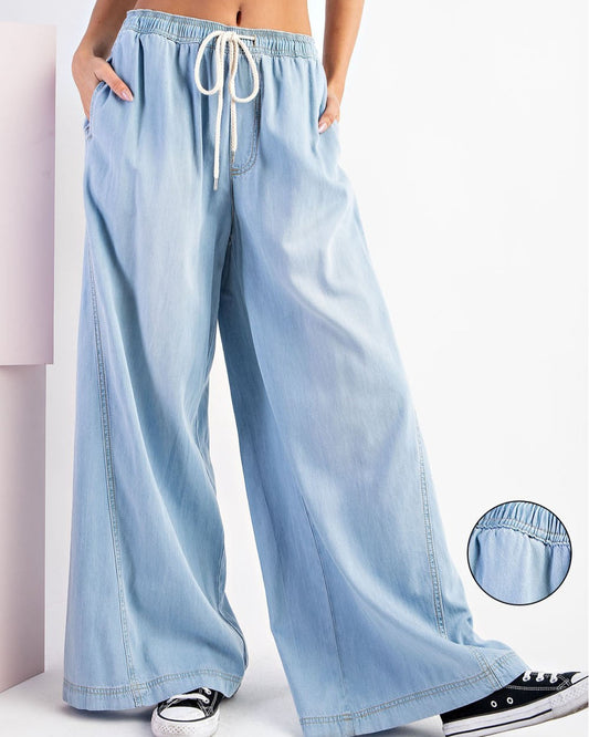 Mineral Wash Wide Leg Pants