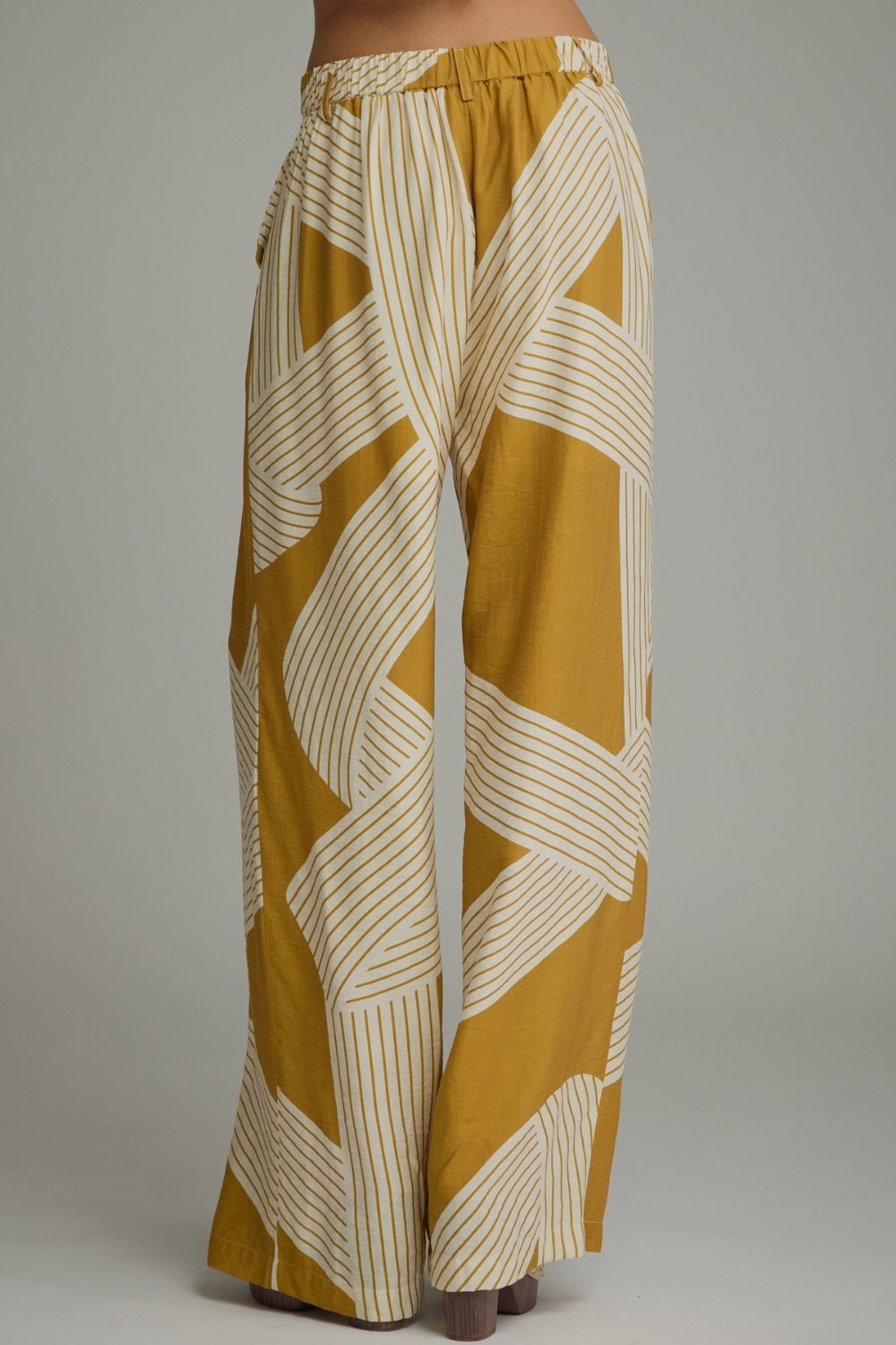 Mustard Wide Leg Print Pants