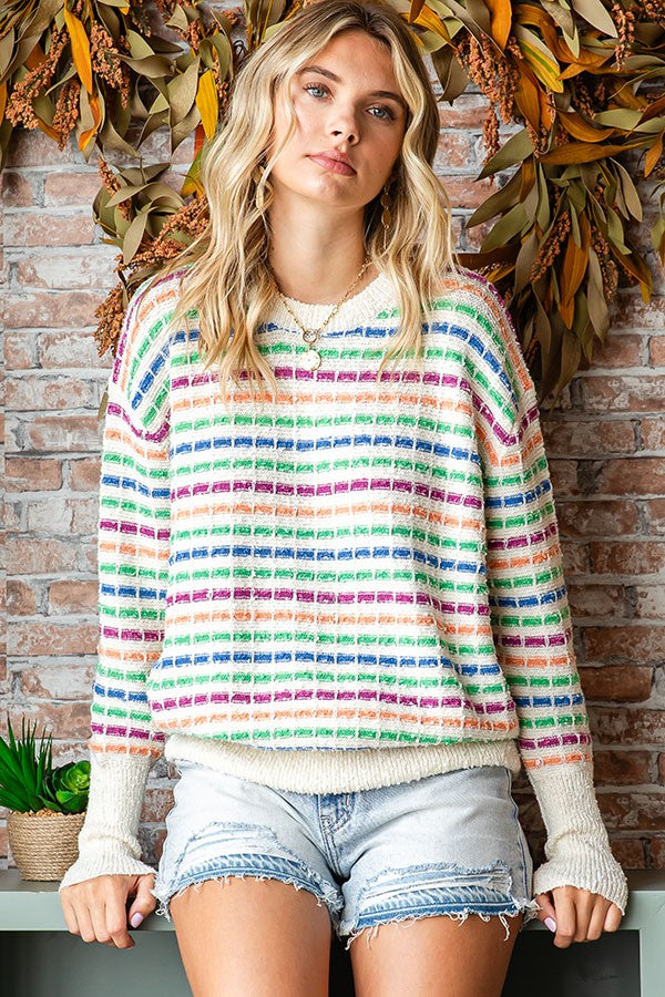 Multicolor Striped Relaxed Fit sweater