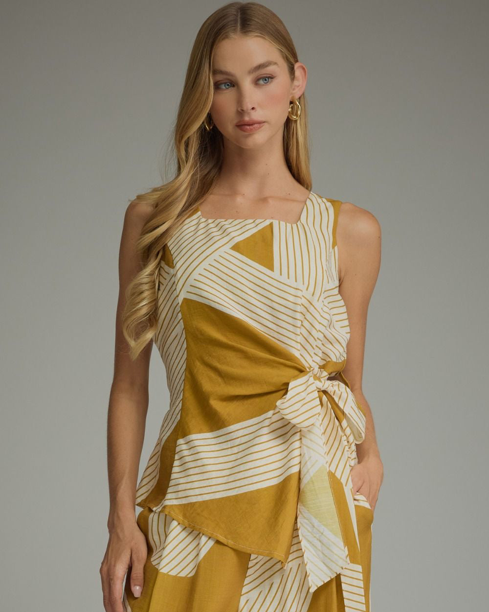 Mustard Print Sleeveless Top