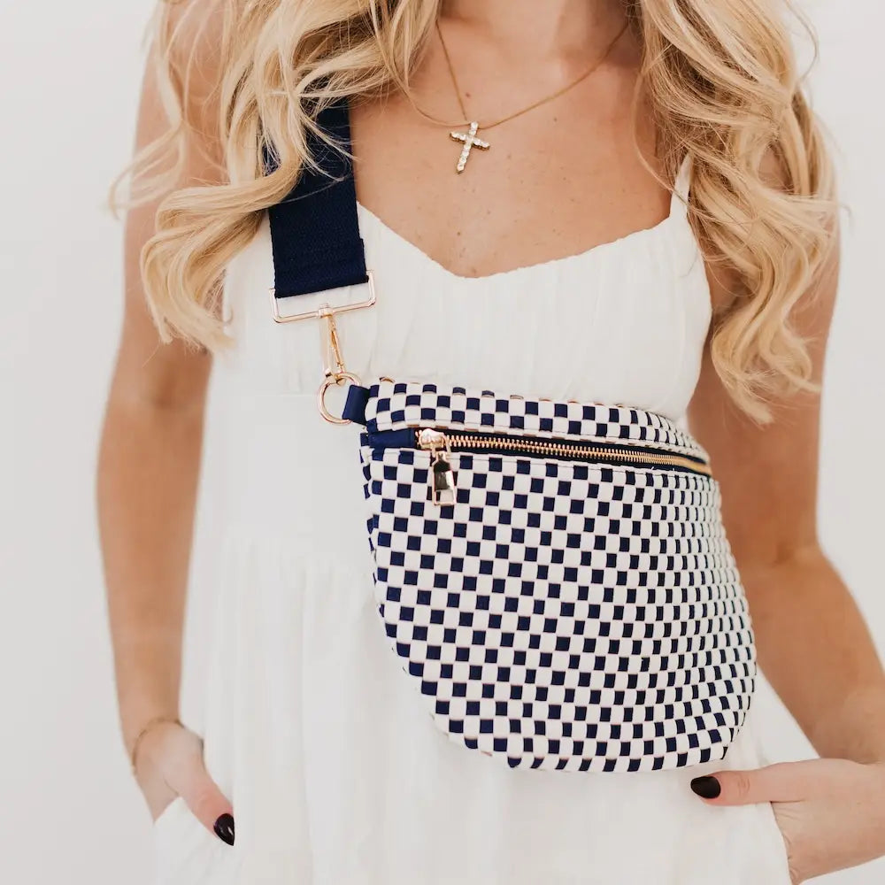 Navy Check Westlyn Woven Bum Bag