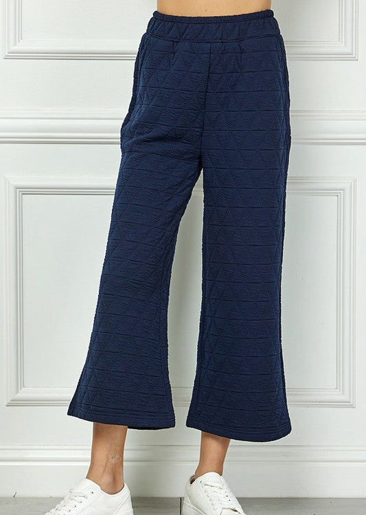 Navy Quilted Pants - Plus