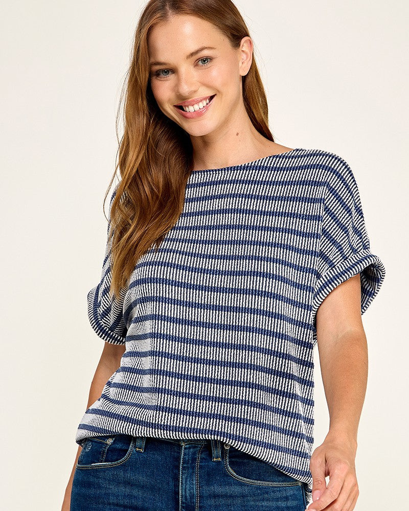 Navy Striped Ribbed top