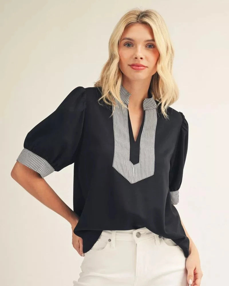 The Lane Black and White contrast top