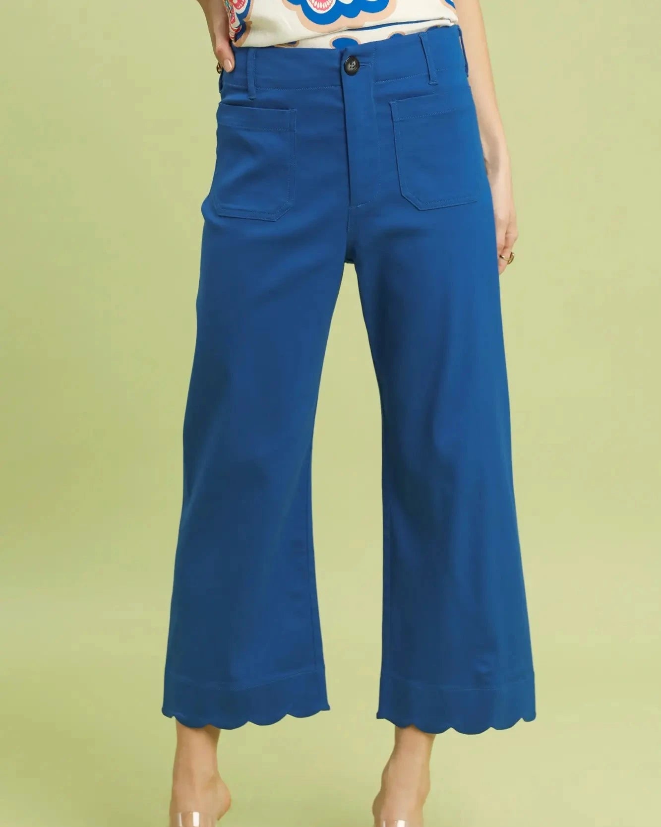 Ocean scallop hem wide leg pants