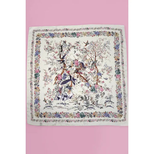 Off White Large Floral Print Bandana Scarf
