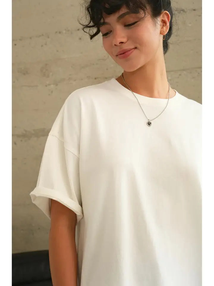 OVERSIZED Off white Distressed Cotton T-Shirt