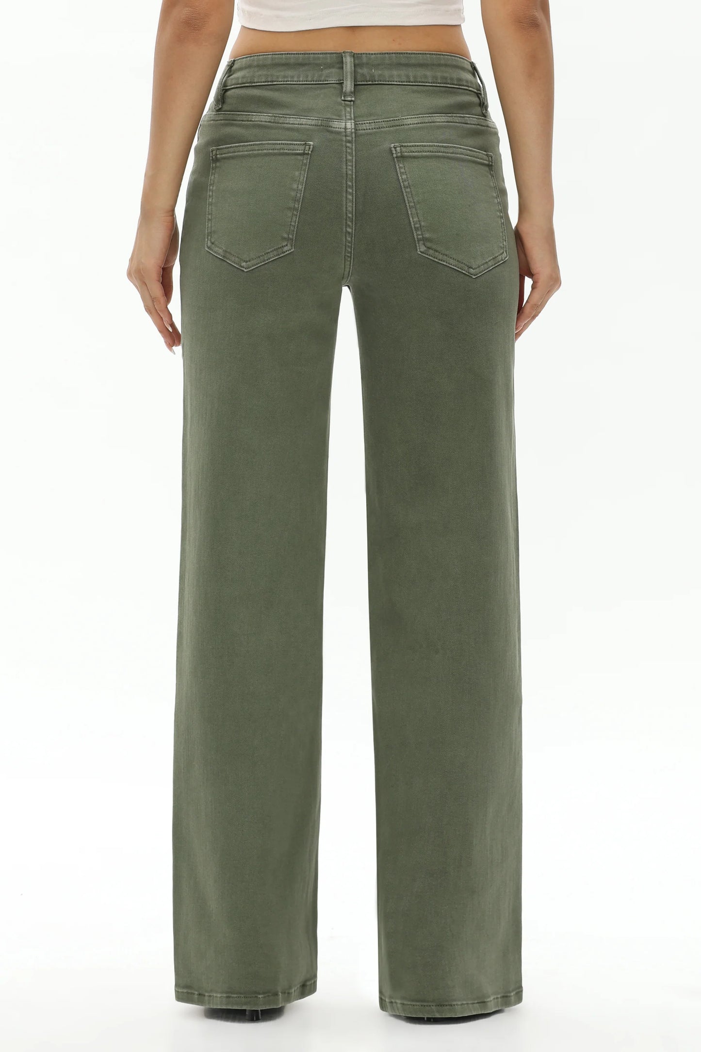 BAYEAS Olive Mid Rise Wide leg jeans