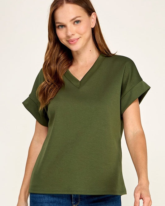 Olive Modal V Neck Top