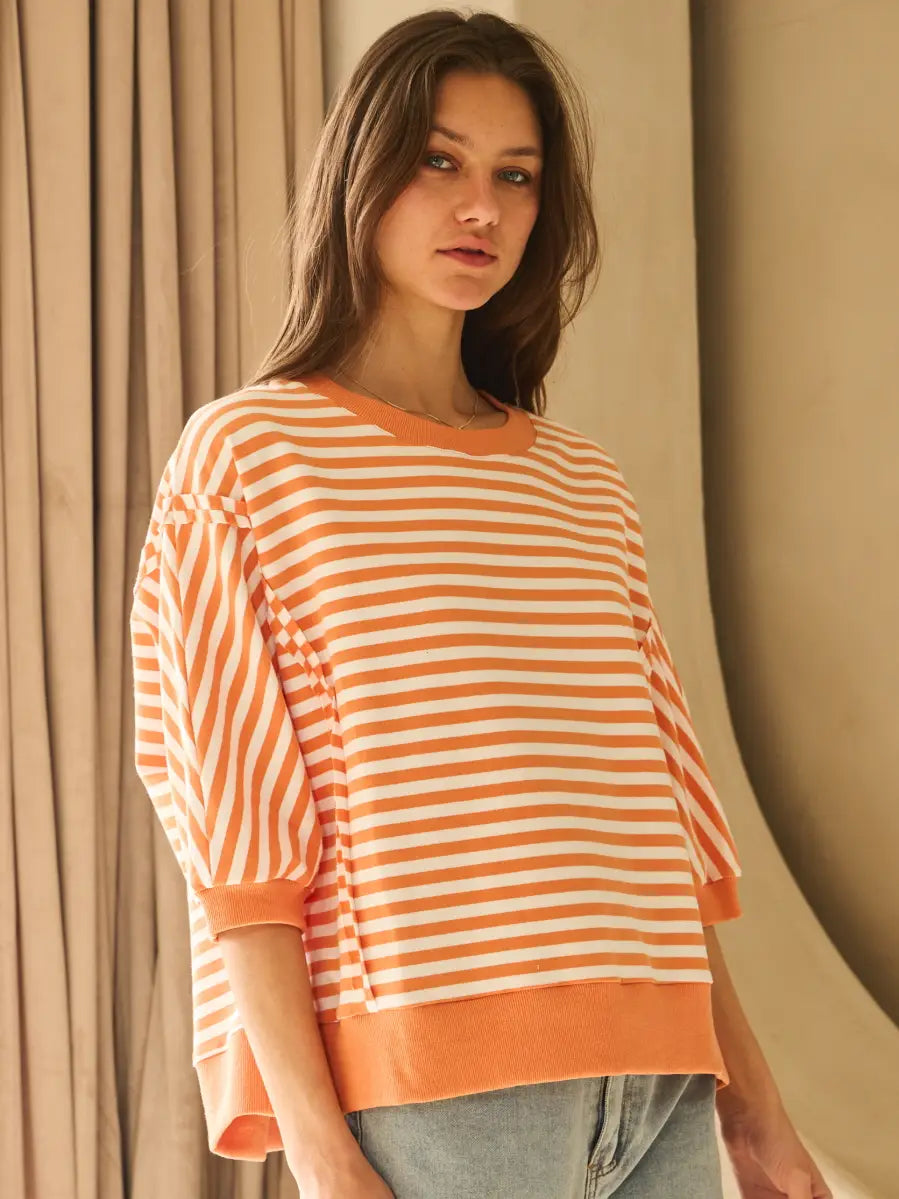 Orange Stripe Knit Seam Detail