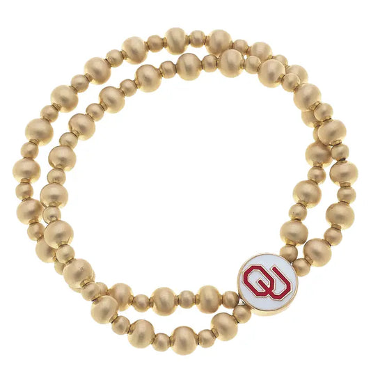 Oklahoma Sooners 2-Row Ball Bead Stretch Bracelet