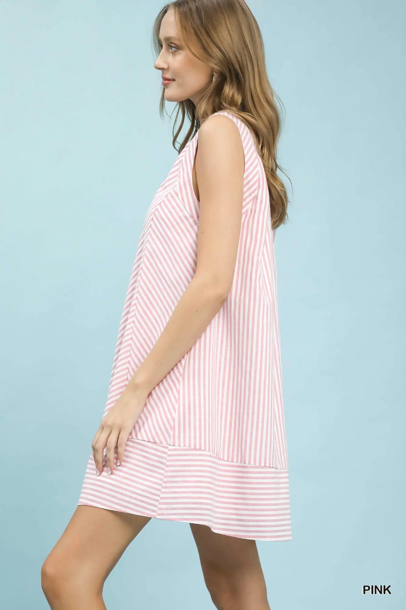 Pink Mini Striped Dress